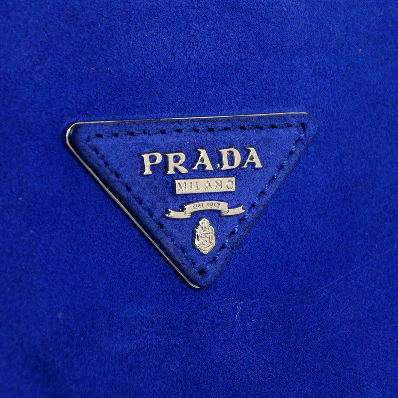 2014 Prada Suede Leather Tote Bag BN2619 blue